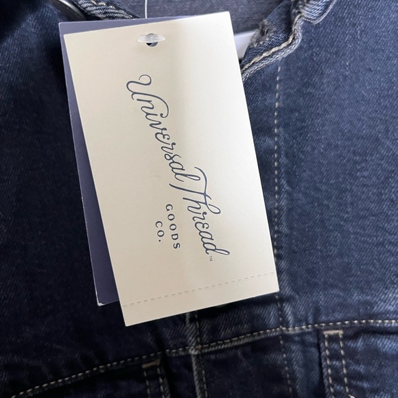 New Universal Thread Denim Jumpsuit Dress Skirt Romper Thick Dark Long Sleeve - Picture 7 of 15